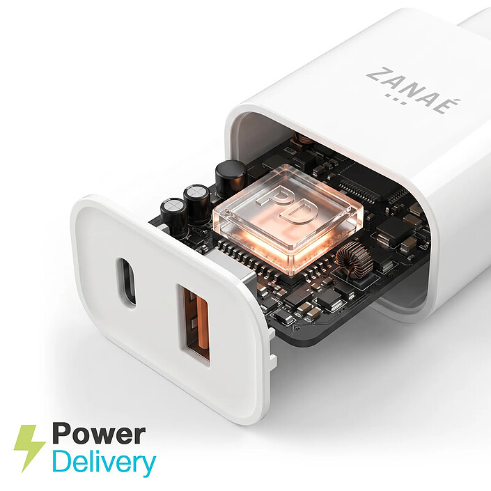 Acheter Zanaé Chargeur USB-C et USB-A 20W pour Smartphone et Tablette Charge Rapide Blanc