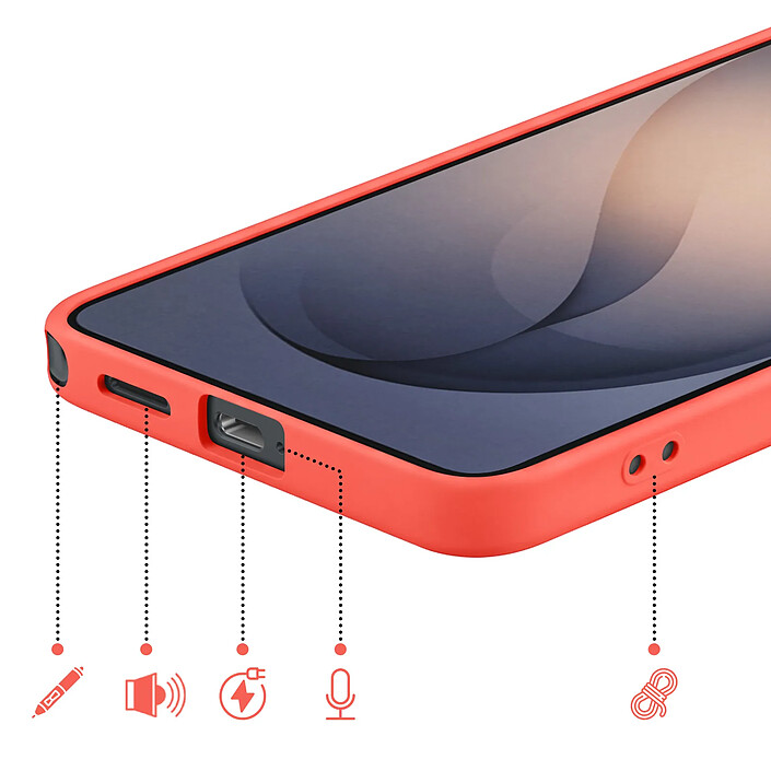 Acheter Coque pour Galaxy S26 Ultra en Silicone Soft-Touch avec Doublure Microfibre Orange