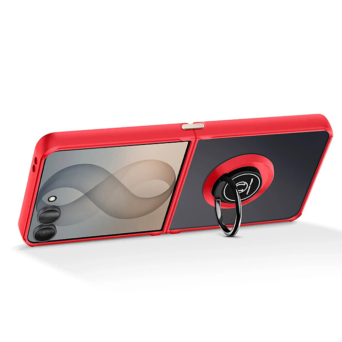 Avis Coque pour Samsung Galaxy Z Flip 8 Anneau Magnétique Rotatif et Support Rouge