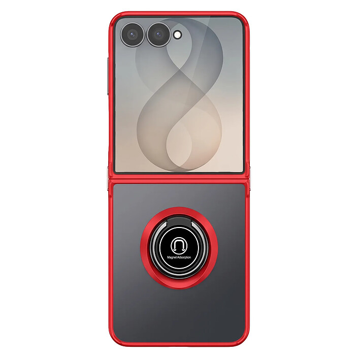 Coque pour Samsung Galaxy Z Flip 8 Anneau Magnétique Rotatif et Support Rouge