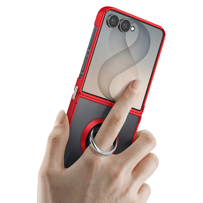 Acheter Coque pour Samsung Galaxy Z Flip 8 Anneau Magnétique Rotatif et Support Rouge