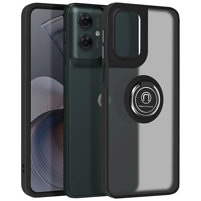 Coque pour Motorola Moto G55 Bague Métallique Support Vidéo Noir