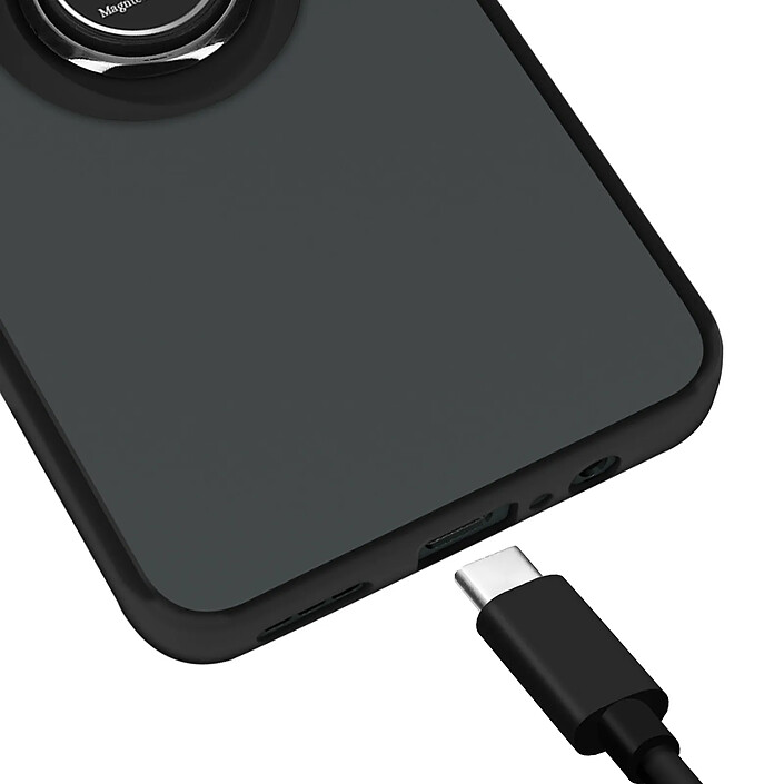 Coque pour Motorola Moto G55 Bague Métallique Support Vidéo Noir pas cher
