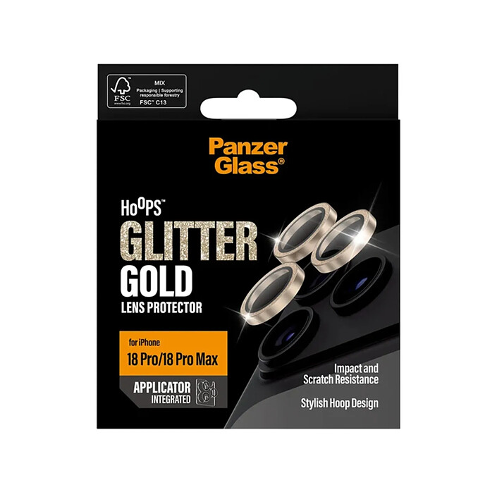 Acheter PanzerGlass Protection d'Objectif Caméra pour iPhone 18 Pro / 18 Pro Max série Hoops Dorée