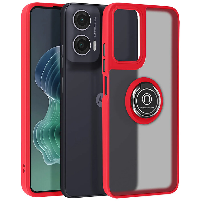Coque pour Motorola Moto G35 Bague Métallique Support Vidéo Rouge