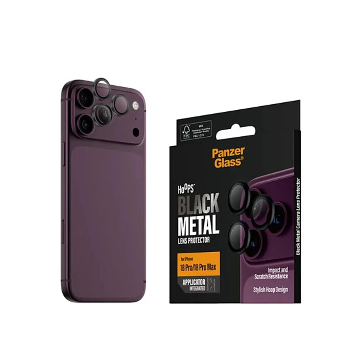 PanzerGlass Protection d'Objectif Caméra pour iPhone 18 Pro / 18 Pro Max série Hoops Noir pas cher