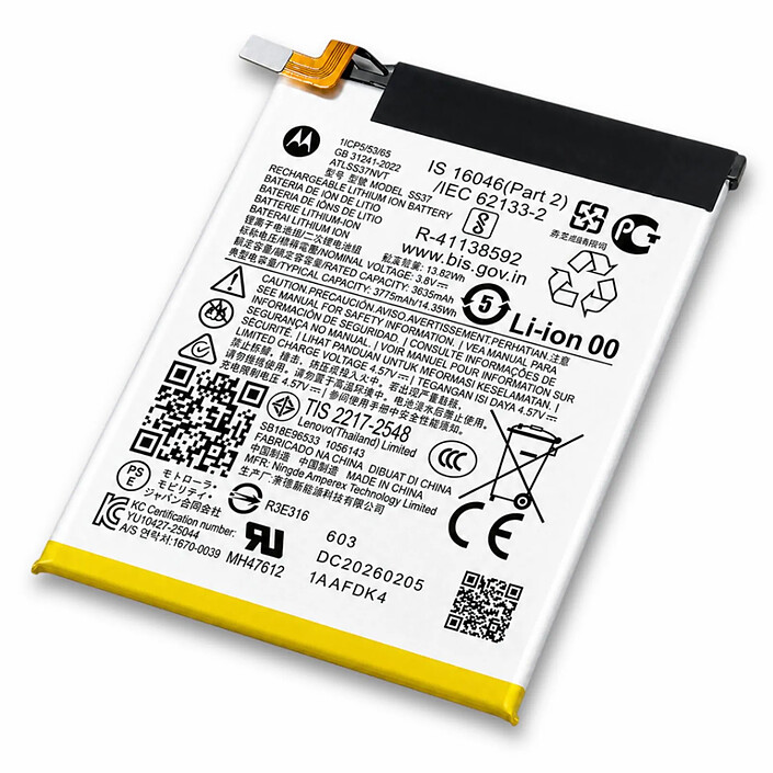 Avis MOTOROLA Batterie pour Motorola Razr 70 Ultra Modèle SS37 3775mAh Service Pack Gris