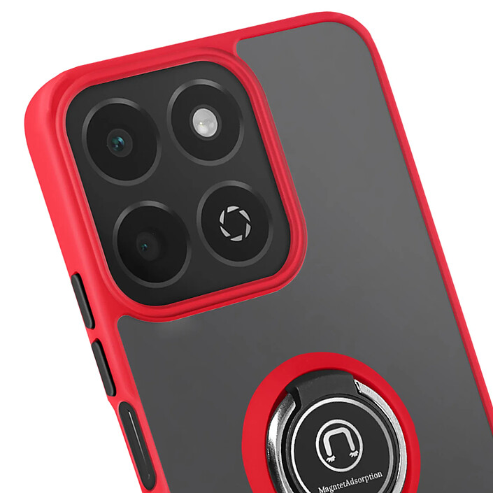 Acheter Coque pour Honor 200 Smart Bague Métallique Support Vidéo Rouge