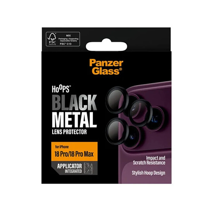 Acheter PanzerGlass Protection d'Objectif Caméra pour iPhone 18 Pro / 18 Pro Max série Hoops Noir