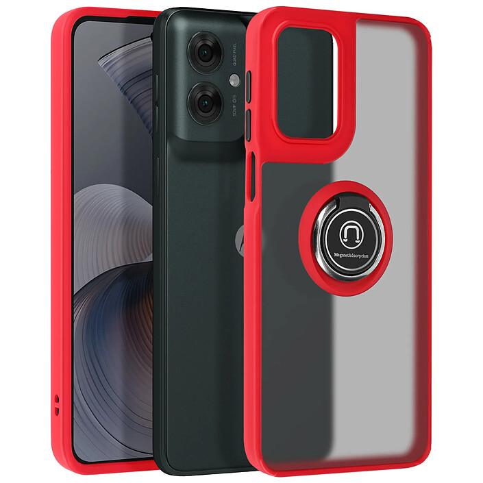 Coque pour Motorola Moto G55 Bague Métallique Support Vidéo Rouge