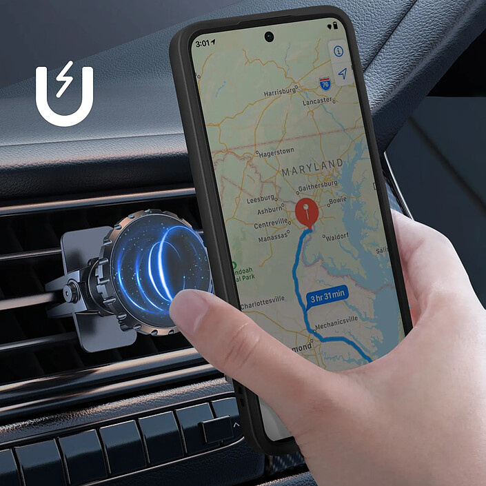 Avis Coque pour Motorola Moto G55 Bague Métallique Support Vidéo Noir