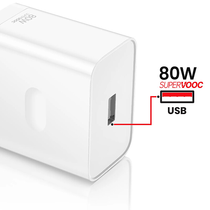 Avis ONEPLUS Chargeur Secteur USB-A 80W Ultra-Rapide SuperVOOC Compact Blanc