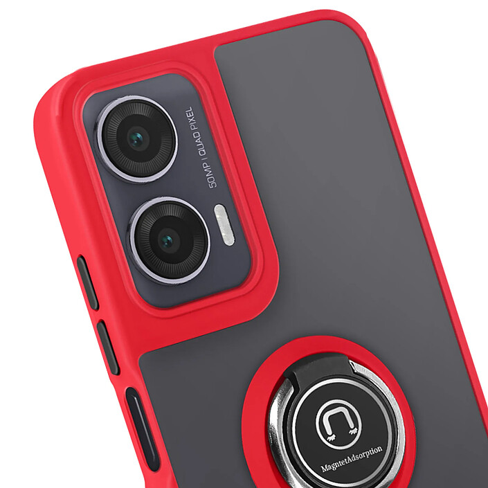 Acheter Coque pour Motorola Moto G35 Bague Métallique Support Vidéo Rouge