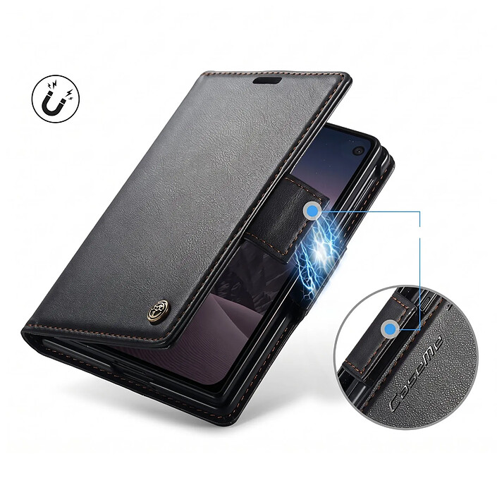 Acheter Caseme Étui Portefeuille pour iPhone Duo Effet Cuir avec Support et Anti-RFID Noir