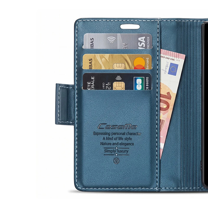 Avis Caseme Étui Portefeuille pour iPhone Duo Effet Cuir avec Support et Anti-RFID Bleu canard