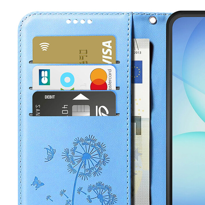 Zanaé Étui Portefeuille pour Galaxy A17 Premium Design Fleurs Papillon Bleu clair pas cher