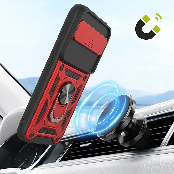 Mayaxess Coque pour Pixel 11 / 11 Pro avec Cache Caméra Coulissant et Bague Magnétique Rouge pas cher