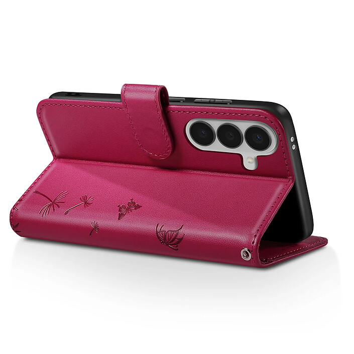 Avis Zanaé Étui Portefeuille pour Galaxy S26 Premium Design Fleurs Papillon Fuchsia