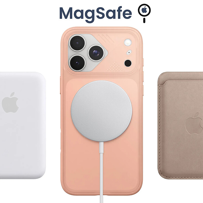 Acheter Générique Coque MagSafe pour iPhone 18 Pro avec Dos Translucide et Anneau Rotatif Rose clair