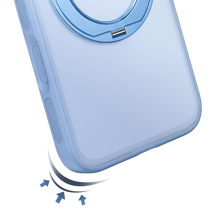 Générique Coque MagSafe pour iPhone 18 Pro avec Dos Translucide et Anneau Rotatif Bleu pas cher