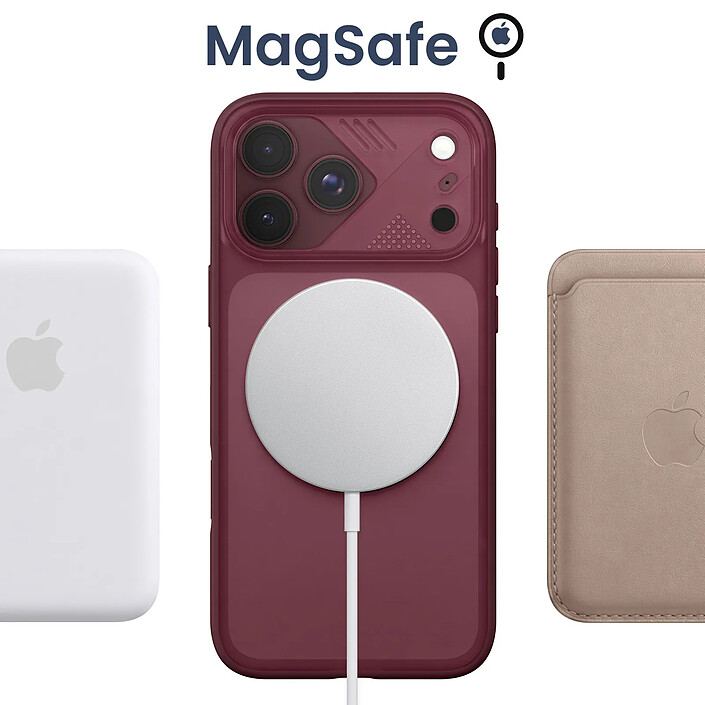 Acheter Générique Coque MagSafe pour iPhone 18 Pro avec Dos Translucide et Anneau Rotatif Bordeaux