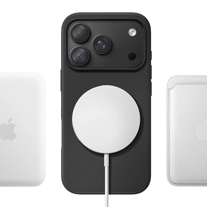 Avis Coque MagSafe pour iPhone 18 Pro en Silicone avec Bords Relevés Noir