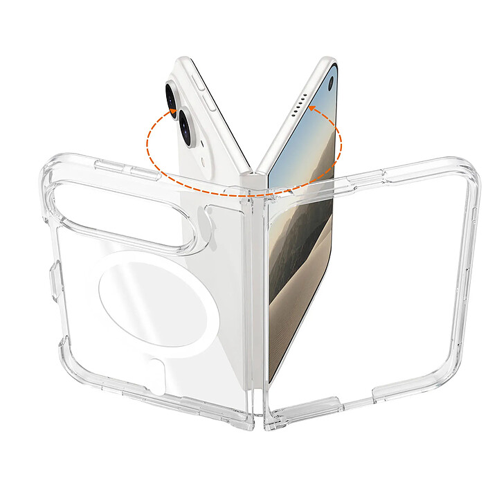 Coque pour iPhone Duo Antichoc et Pliable Compatible MagSafe Transparent pas cher