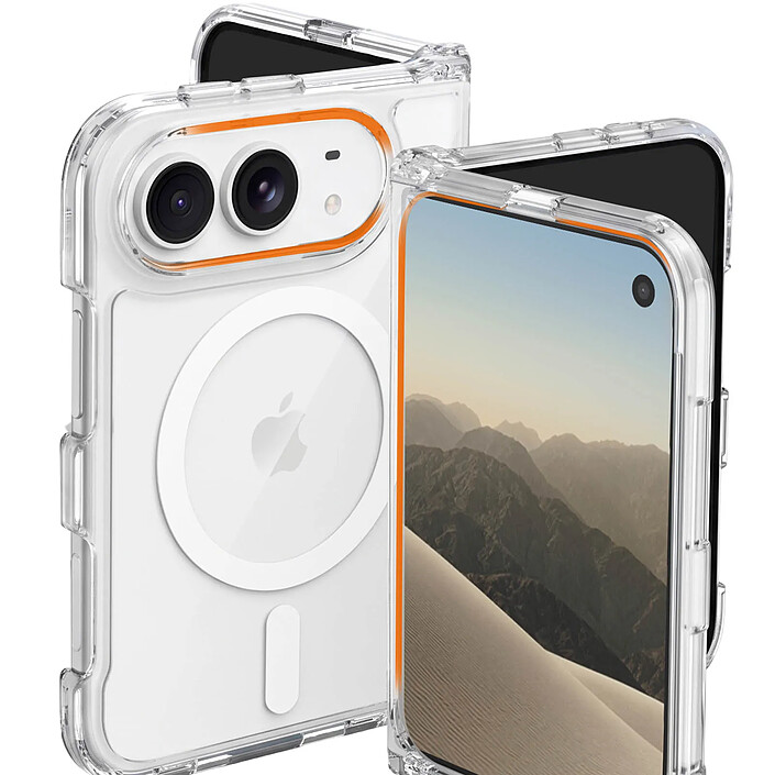 Acheter Coque pour iPhone Duo Antichoc et Pliable Compatible MagSafe Transparent
