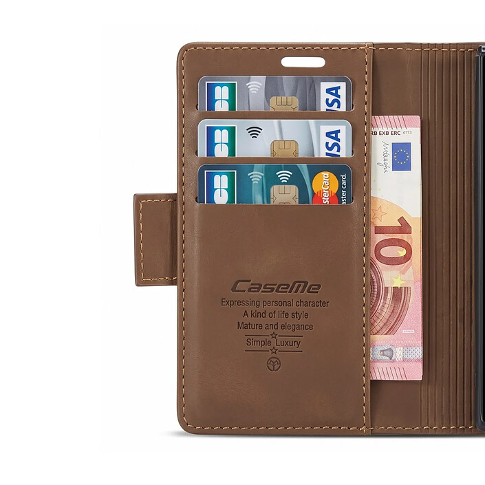 Acheter Caseme Étui Portefeuille pour iPhone Duo Effet Cuir avec Support et Anti-RFID Marron