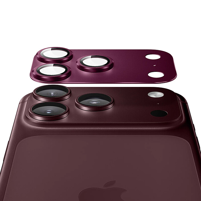Acheter Protection Caméra pour iPhone 18 Pro en Verre Trempé avec Cadre Titane Bordeaux