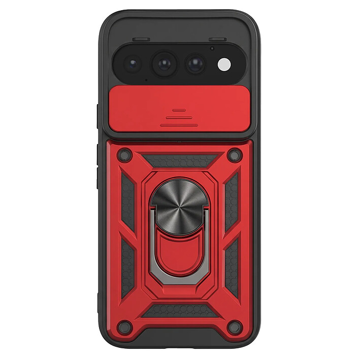 Mayaxess Coque pour Pixel 11 / 11 Pro avec Cache Caméra Coulissant et Bague Magnétique Rouge