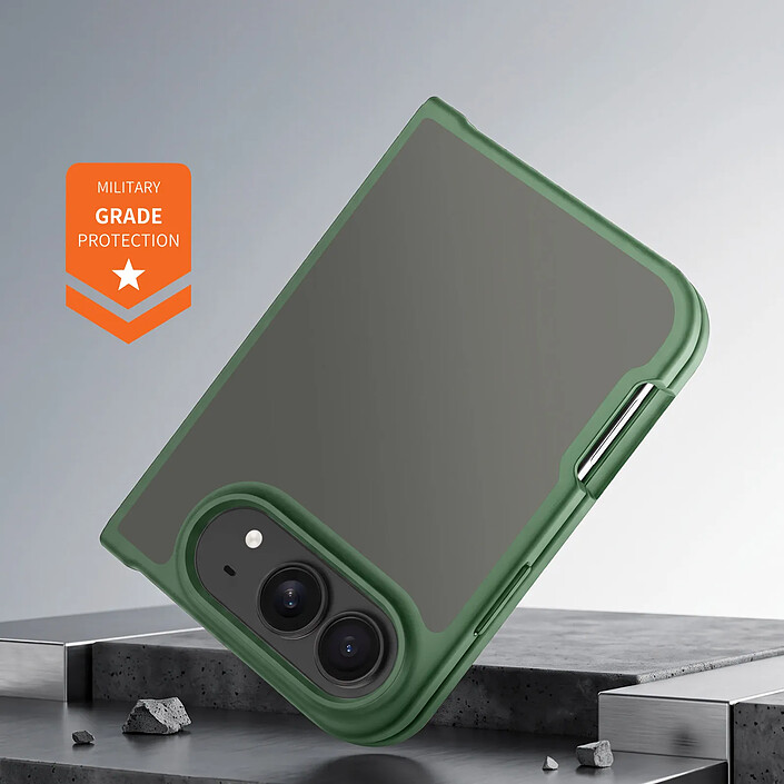 Coque pour iPhone Duo Antichoc avec Dos Rigide Givré et Cadre Souple Renforcé Vert pas cher