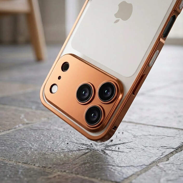 Protection Design pour iPhone 18 Pro Antichoc avec Protection Caméra Intégré Orange pas cher