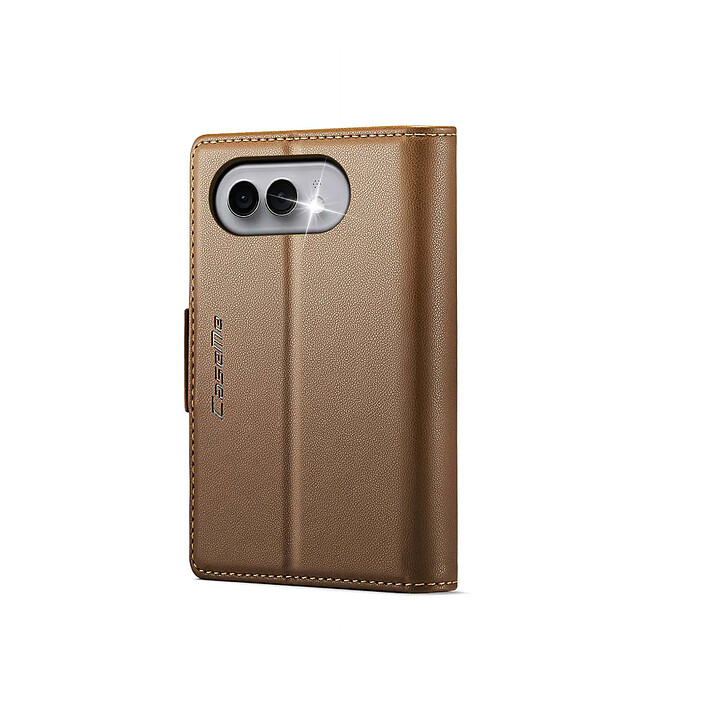 Caseme Étui Portefeuille pour iPhone Duo Effet Cuir avec Support et Anti-RFID Marron