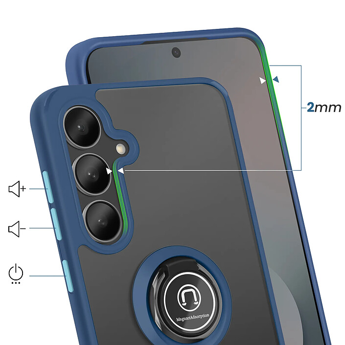 Avis Coque pour Galaxy S26 FE avec Anneau Magnétique Rotatif et Finition Givrée Bleu nuit