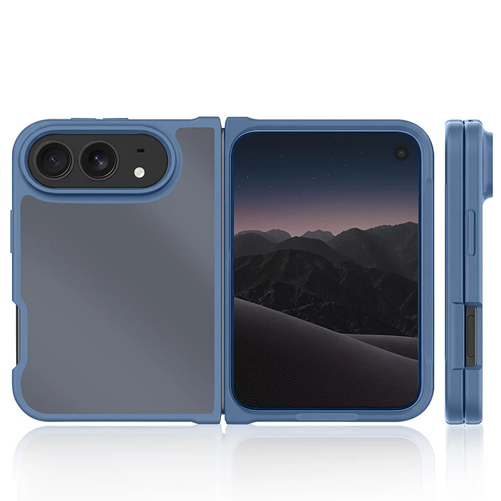 Acheter Coque pour iPhone Duo Antichoc avec Dos Rigide Givré et Cadre Souple Renforcé Bleu
