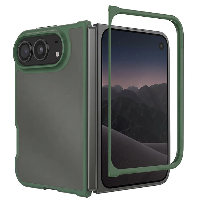 Coque pour iPhone Duo Antichoc avec Dos Rigide Givré et Cadre Souple Renforcé Vert