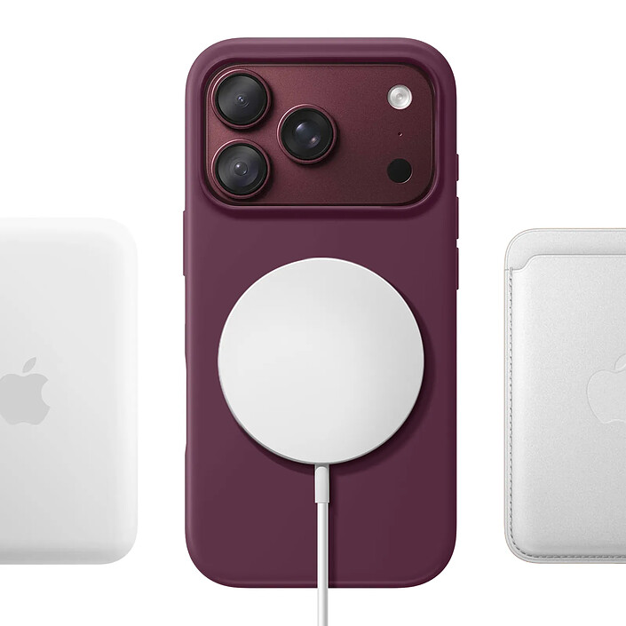 Avis Coque MagSafe pour iPhone 18 Pro en Silicone avec Bords Relevés Violet foncé