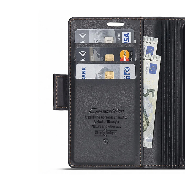 Avis Caseme Étui Portefeuille pour iPhone Duo Effet Cuir avec Support et Anti-RFID Noir