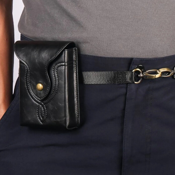 Avis Étui Ceinture pour Smartphone Format Fold en Éco-Cuir avec Bandoulière Noir