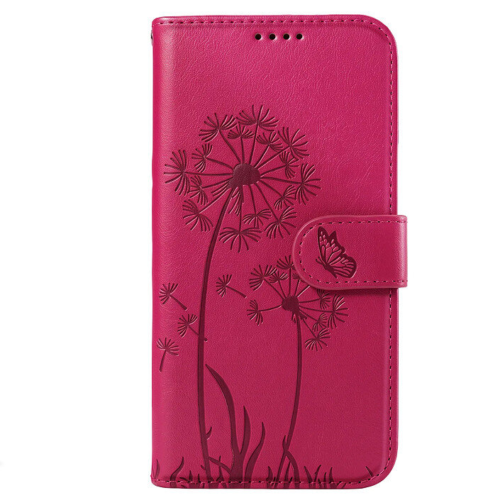 Zanaé Étui Portefeuille pour Galaxy A17 Premium Design Fleurs Papillon Fuchsia