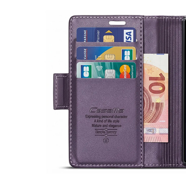 Avis Caseme Étui Portefeuille pour iPhone Duo Effet Cuir avec Support et Anti-RFID Violet
