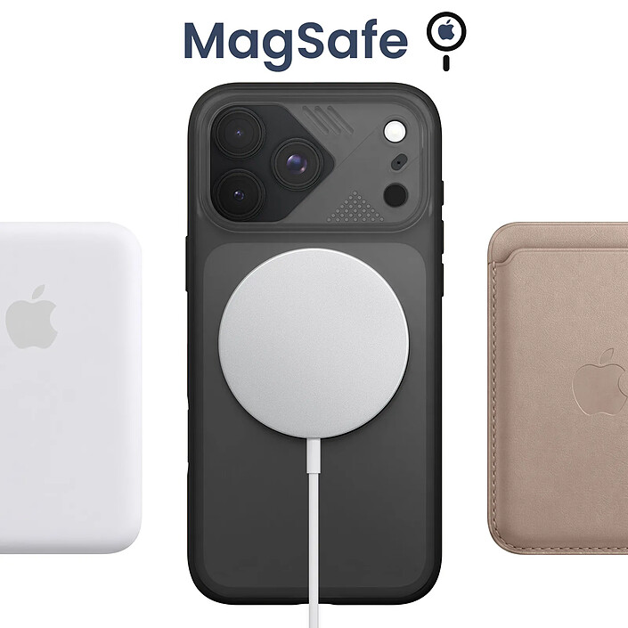 Acheter Générique Coque MagSafe pour iPhone 18 Pro avec Dos Translucide et Anneau Rotatif Noir / Transparent