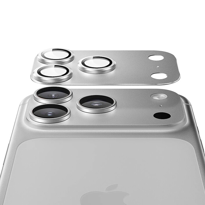 Acheter Protection Caméra pour iPhone 18 Pro en Verre Trempé avec Cadre Titane Argent