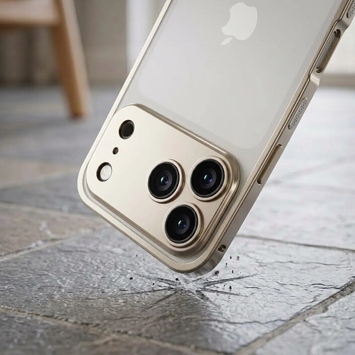 Protection Design pour iPhone 18 Pro Antichoc avec Protection Caméra Intégré Gris pas cher