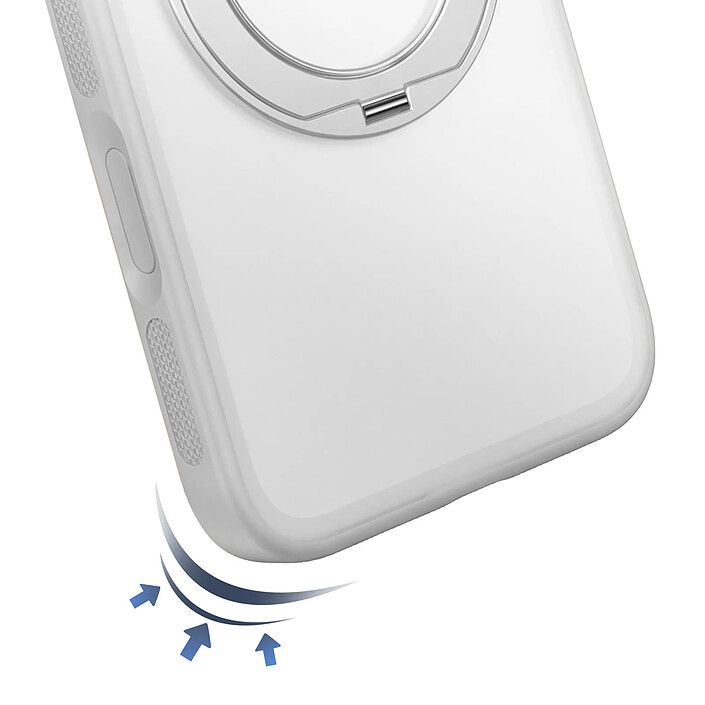 Générique Coque MagSafe pour iPhone 18 Pro avec Dos Translucide et Anneau Rotatif Blanc pas cher