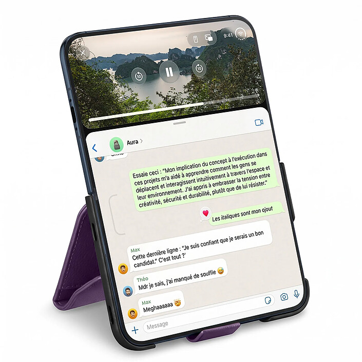 Avis Générique Étui Portefeuille pour iPhone Duo en Cuir avec Support Dépliable Violet