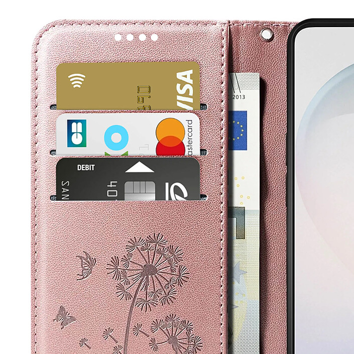 Zanaé Étui Portefeuille pour Galaxy S26 Premium Design Fleurs Papillon Rose champagne pas cher