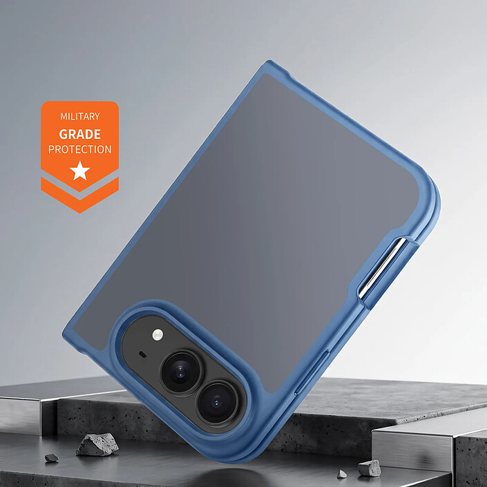 Coque pour iPhone Duo Antichoc avec Dos Rigide Givré et Cadre Souple Renforcé Bleu pas cher