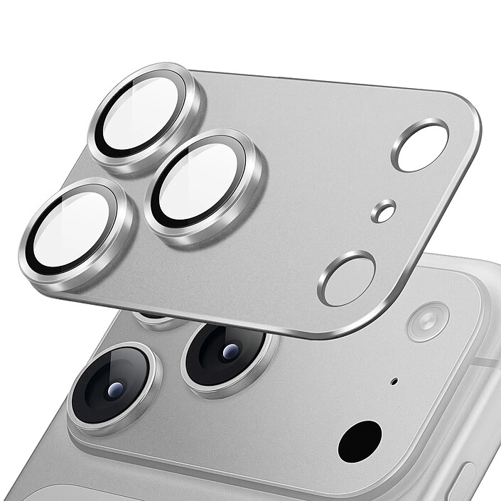Protection Caméra pour iPhone 18 Pro en Verre Trempé avec Cadre Titane Argent